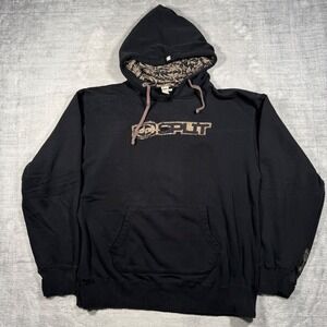 Split Skateboards Sweatshirt Mens Large Black Vtg Y2K Distressed Thrashed Hoodie